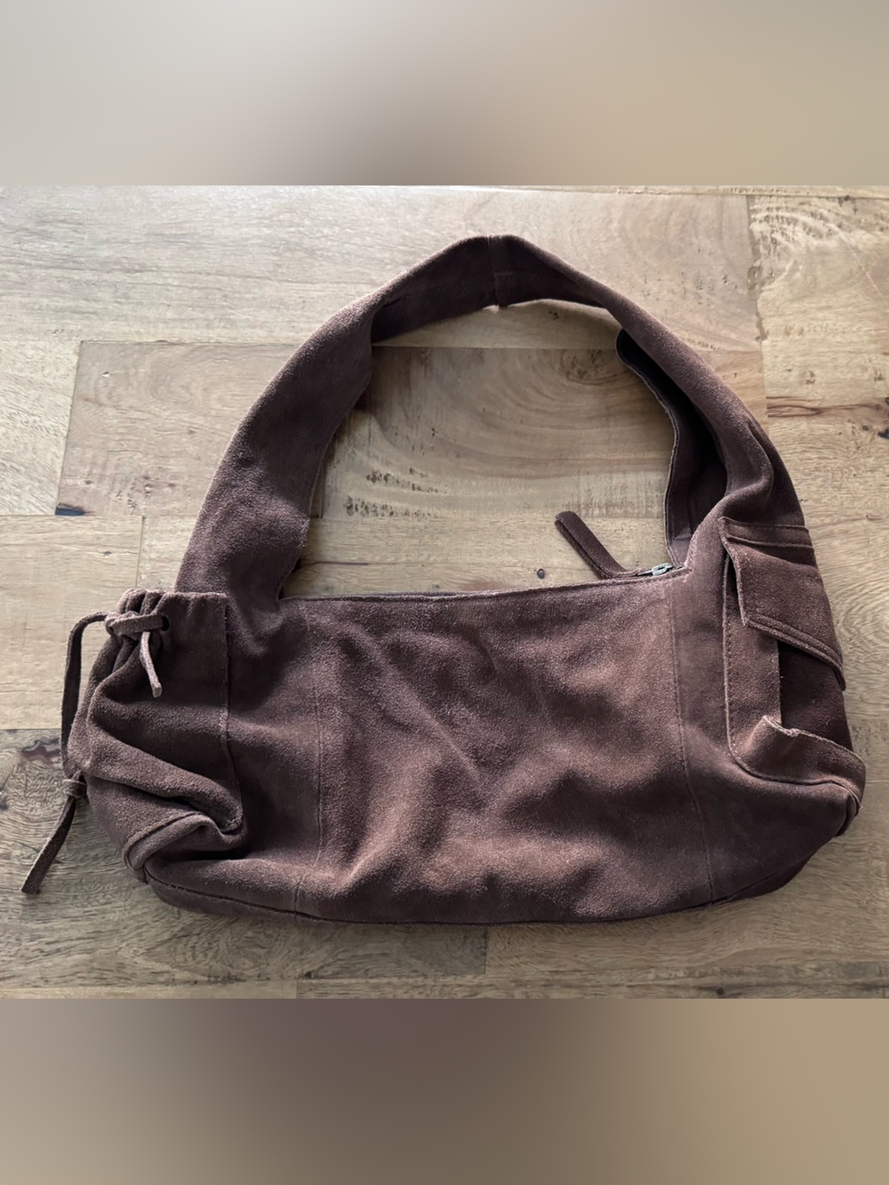Free People Women's Brown Soto East West Suede Shoulder Bag chocolate